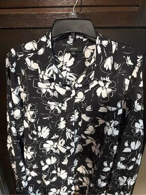 Alfani Black Button-Up Floral Shirt